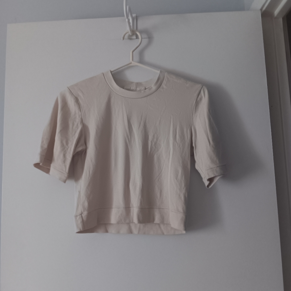 HOI BO Cream Cotton Crop Tee S